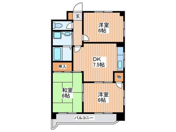 鶴見緑地ハイツ２号館の物件間取画像